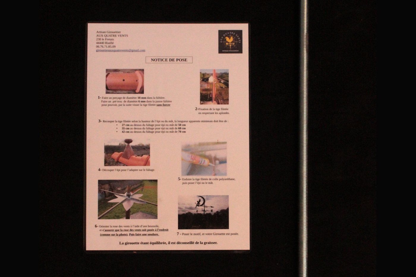 La notice et la fixation